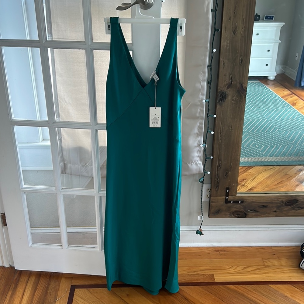 Long, dark green dress